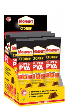 Клей для дерева МОМЕНТ Супер ПВА 125г. шоу-бокс